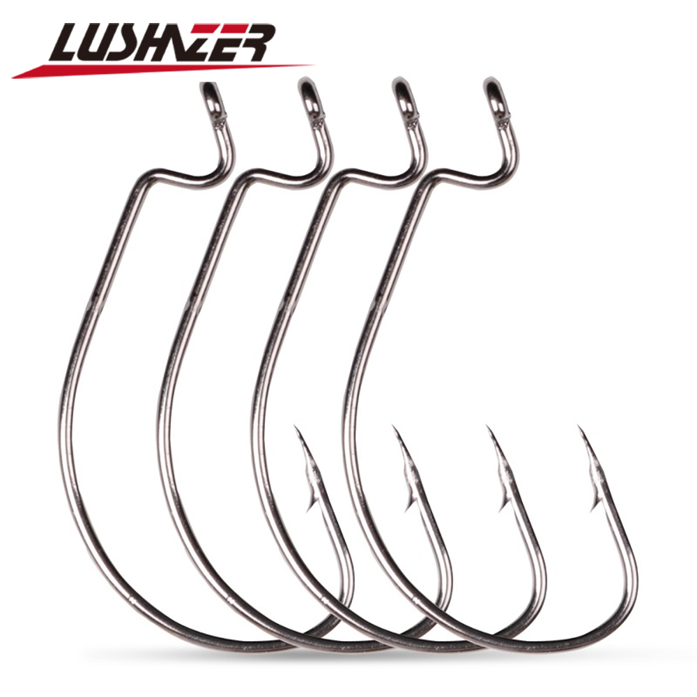 Fishing Hook Barbless - LUSHAZER 10 ชิ้น/ล็อตตะขอตกปลาคาร์บอน Jig Crank Big