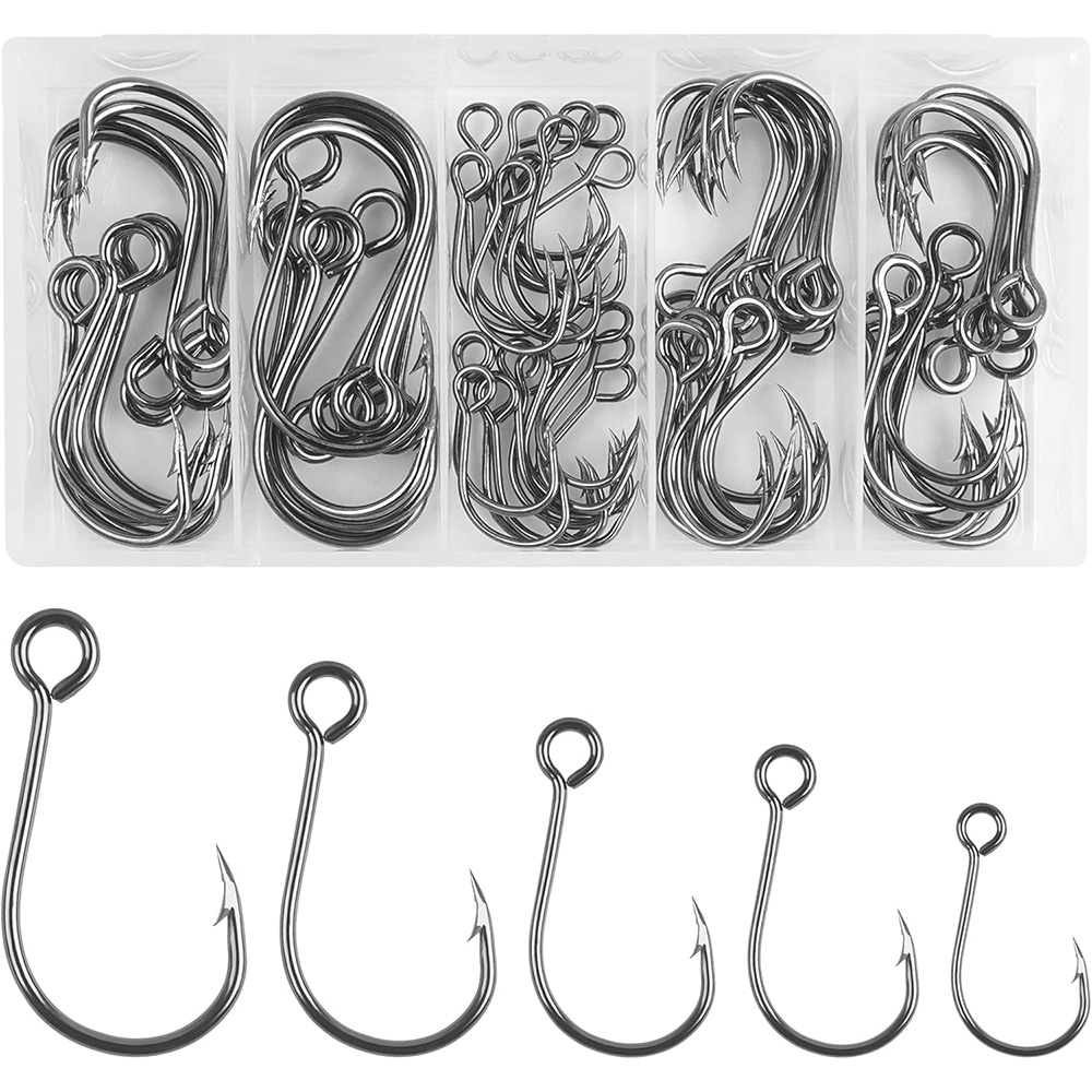 70 ชิ้นตกปลาอินไลน์ตะขอเดี่ยวเ - Fishing Hook Offset บทวิจารณ์และราคา